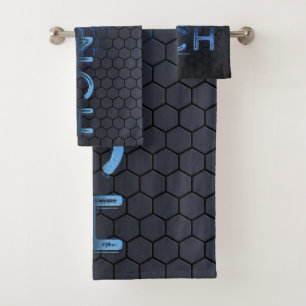 SlipperyJoe's raunch metallic large blue letters d Bath Towel Set