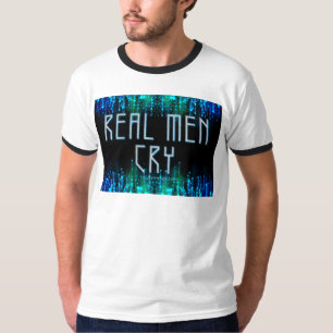 SlipperyJoe's real men cry tears black blue aqua s T-Shirt