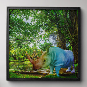 SlipperyJoe's rhinoceros lush tropical setting pri Peel And Stick Photo Tile