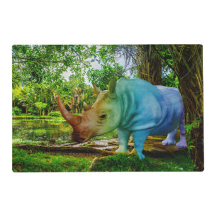SlipperyJoe's rhinoceros lush tropical setting pri Placemat