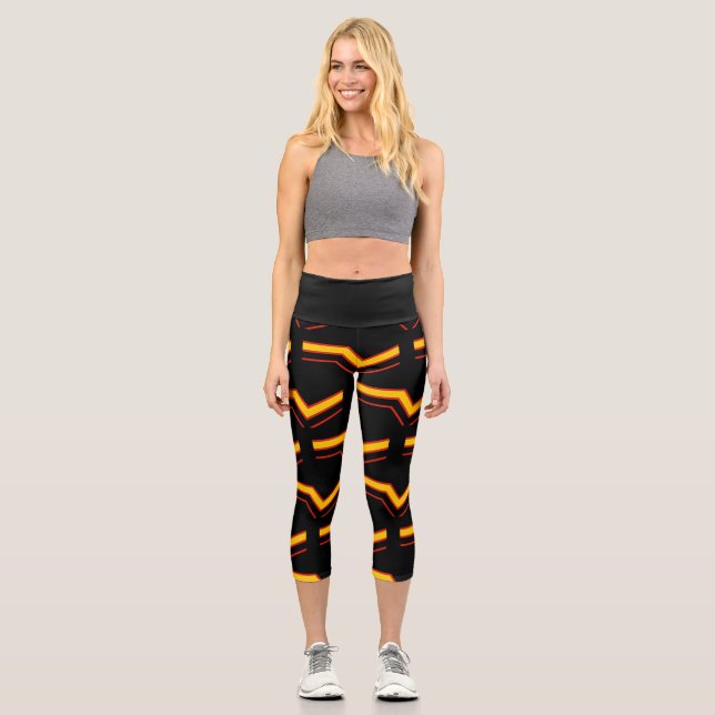 SlipperyJoe's rubber pride flag arrows chevrons st Capri Leggings (Front)