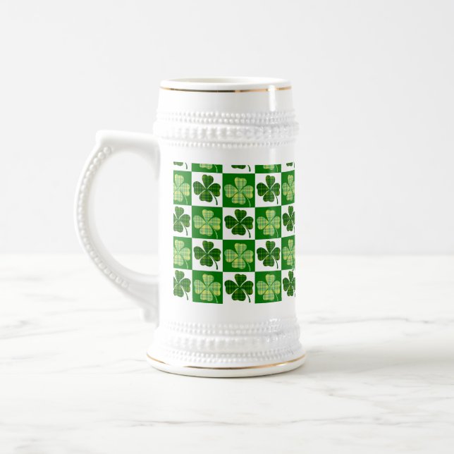 SlipperyJoe's Saint Patrick's Day four leaf clover Beer Stein (Left)