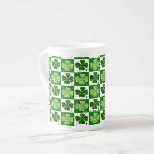 SlipperyJoe's Saint Patrick's Day four leaf clover Bone China Mug