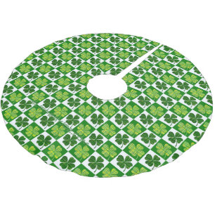 SlipperyJoe's Saint Patrick's Day four leaf clover Brushed Polyester Tree Skirt