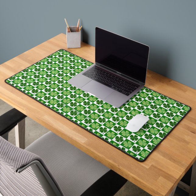 SlipperyJoe's Saint Patrick's Day four leaf clover Desk Mat (Office 2)