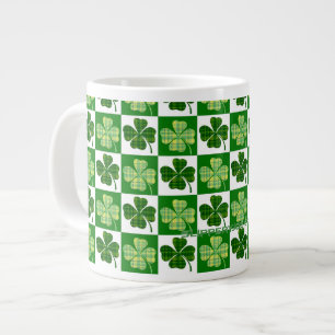 SlipperyJoe's Saint Patrick's Day four leaf clover Giant Coffee Mug