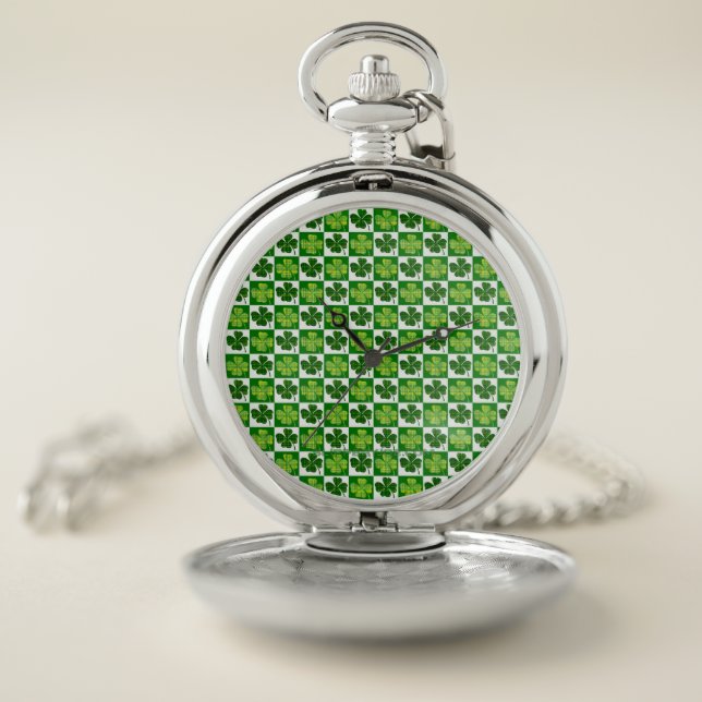 SlipperyJoe's Saint Patrick's Day four leaf clover Pocket Watch (Inside)