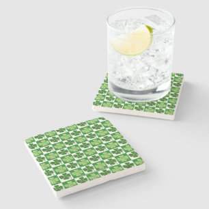SlipperyJoe's Saint Patrick's Day four leaf clover Stone Coaster