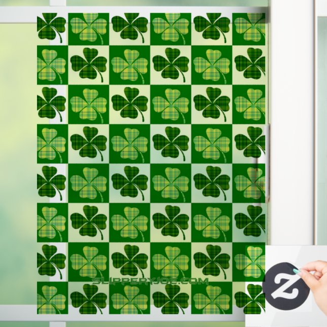 SlipperyJoe's Saint Patrick's Day four leaf clover Window Cling (Home)
