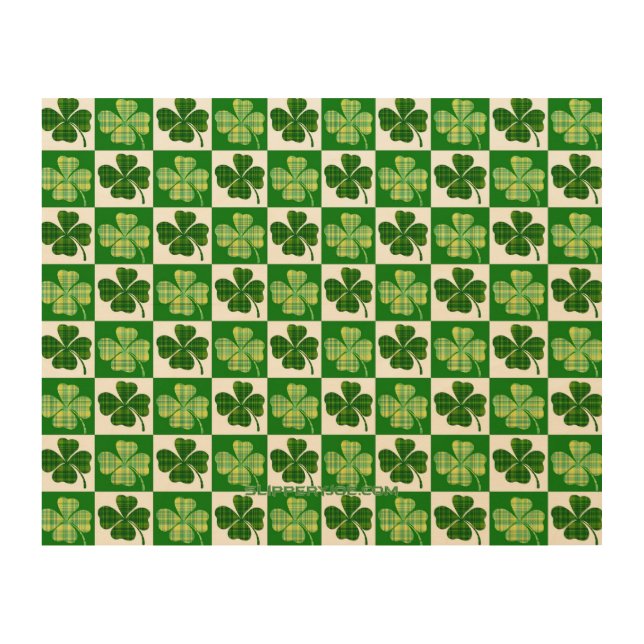 SlipperyJoe's Saint Patrick's Day four leaf clover Wood Wall Art (Front)