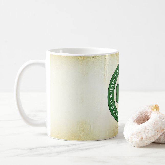SlipperyJoe's Saint Patrick's Day glossy three lea Coffee Mug (With Donut)