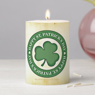 SlipperyJoe's Saint Patrick's Day glossy three lea Pillar Candle