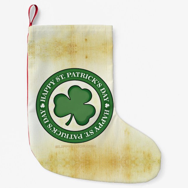 SlipperyJoe's Saint Patrick's Day glossy three lea Small Christmas Stocking (Front)