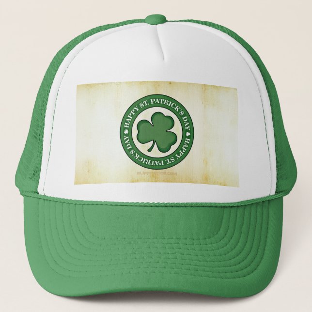 SlipperyJoe's Saint Patrick's Day glossy three lea Trucker Hat (Front)
