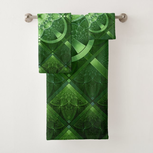 SlipperyJoe's Saint Patrick's Day glowing four lea Bath Towel Set (Insitu)