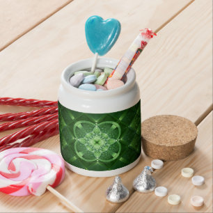 SlipperyJoe's Saint Patrick's Day glowing four lea Candy Jar