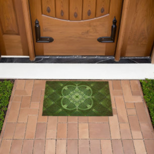 SlipperyJoe's Saint Patrick's Day glowing four lea Fiber Doormat