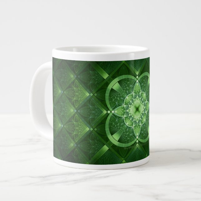 SlipperyJoe's Saint Patrick's Day glowing four lea Giant Coffee Mug (Front Left)