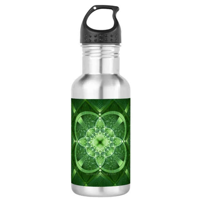 SlipperyJoe's Saint Patrick's Day glowing four lea Stainless Steel Water Bottle (Front)
