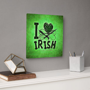 SlipperyJoe's Saint Patrick's Day holiday Irish pr Square Wall Clock
