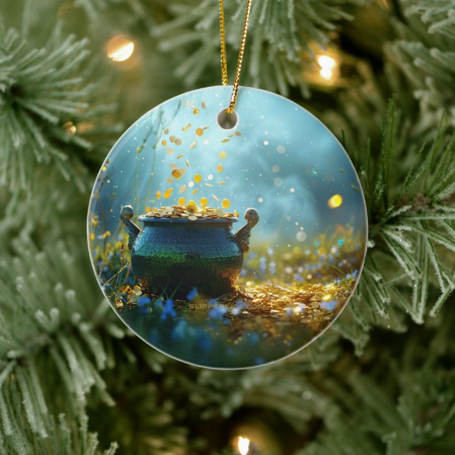 SlipperyJoe's Saint Patrick's Day large ornate pot Ceramic Ornament (Tree)