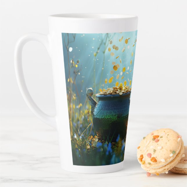SlipperyJoe's Saint Patrick's Day large ornate pot Latte Mug (In Situ)