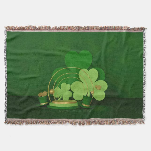 SlipperyJoe's Saint Patrick's Day theme leprechaun Throw Blanket (Front)