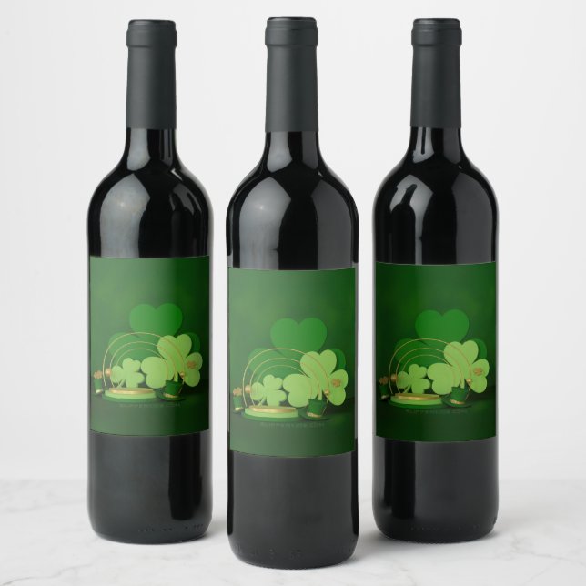 SlipperyJoe's Saint Patrick's Day theme leprechaun Wine Label (Bottles)