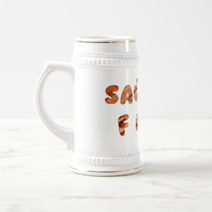 SlipperyJoe's sausage fest words long meat juicy t Beer Stein