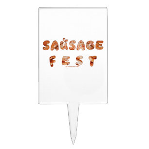 SlipperyJoe's sausage fest words long meat juicy t Cake Topper
