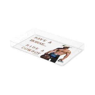 SlipperyJoe's save horse ride straw cowboy hat mus Acrylic Tray