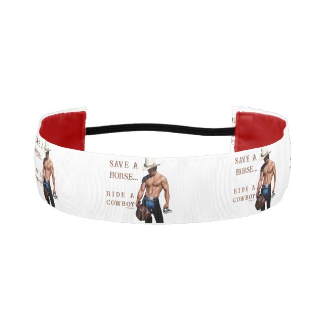 SlipperyJoe's save horse ride straw cowboy hat mus Athletic Headband (Front)