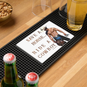 SlipperyJoe's save horse ride straw cowboy hat mus Bar Mat
