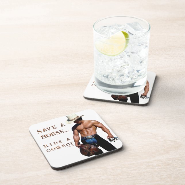 SlipperyJoe's save horse ride straw cowboy hat mus Beverage Coaster (Right Side)