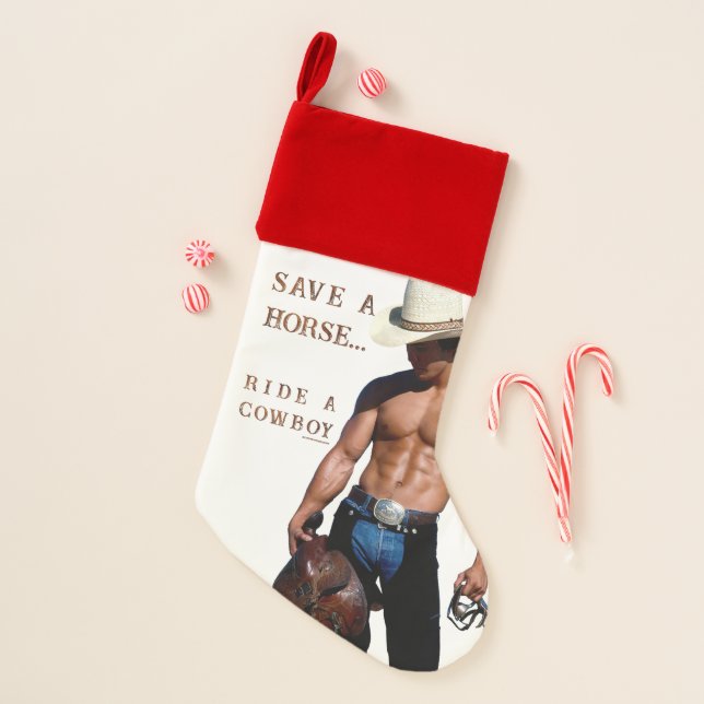 SlipperyJoe's save horse ride straw cowboy hat mus Christmas Stocking (Front)