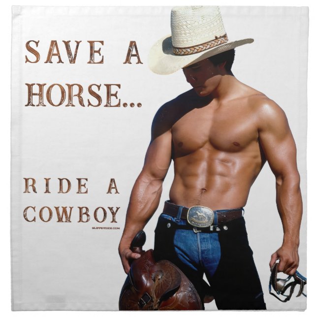SlipperyJoe's save horse ride straw cowboy hat mus Cloth Napkin (Front)