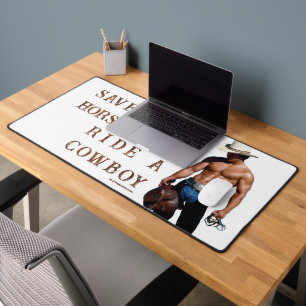SlipperyJoe's save horse ride straw cowboy hat mus Desk Mat