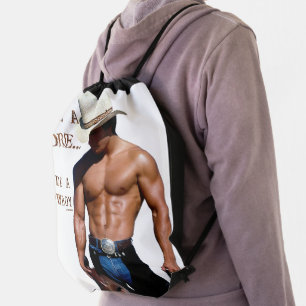 SlipperyJoe's save horse ride straw cowboy hat mus Drawstring Bag