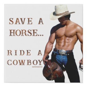 SlipperyJoe's save horse ride straw cowboy hat mus Faux Canvas Print