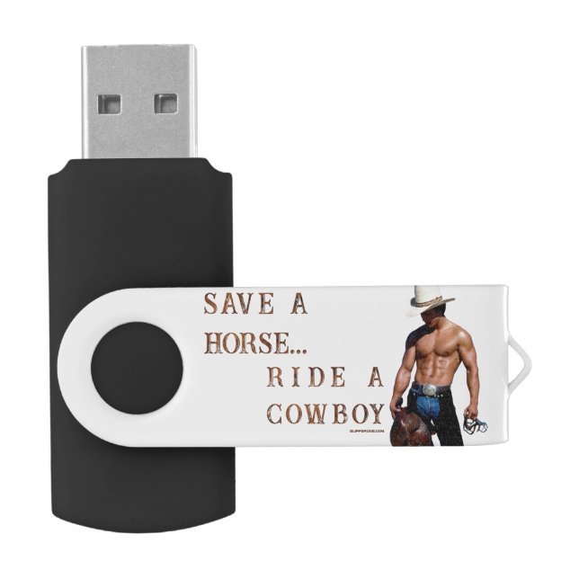 SlipperyJoe's save horse ride straw cowboy hat mus Flash Drive (Opened)
