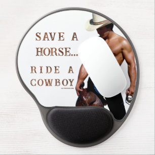 SlipperyJoe's save horse ride straw cowboy hat mus Gel Mouse Pad