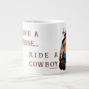 SlipperyJoe's save horse ride straw cowboy hat mus Giant Coffee Mug