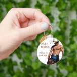 SlipperyJoe's save horse ride straw cowboy hat mus Keychain