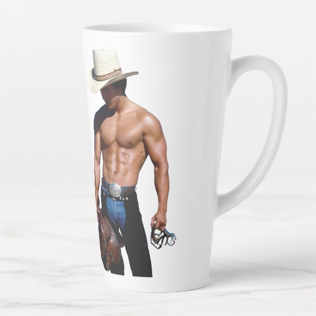 SlipperyJoe's save horse ride straw cowboy hat mus Latte Mug (Right)