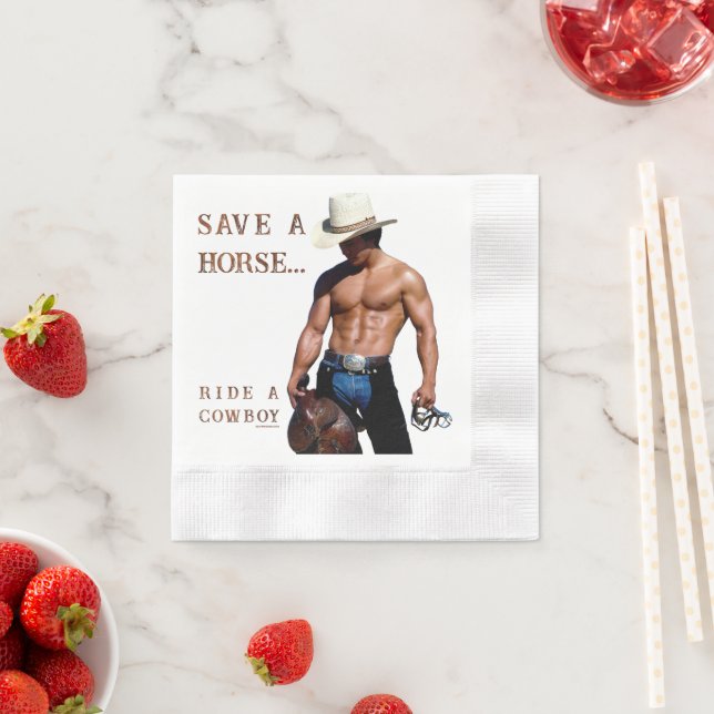 SlipperyJoe's save horse ride straw cowboy hat mus Napkins (Insitu)