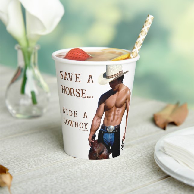 SlipperyJoe's save horse ride straw cowboy hat mus Paper Cups (Insitu)