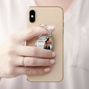 SlipperyJoe's save horse ride straw cowboy hat mus Phone Ring Stand