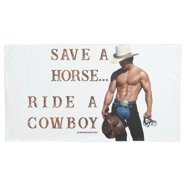 SlipperyJoe's save horse ride straw cowboy hat mus Pillow Case (Front)