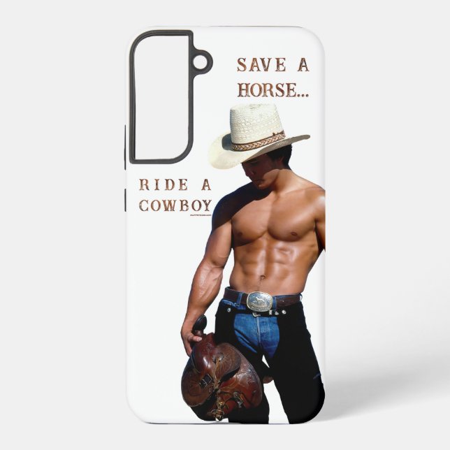 SlipperyJoe's save horse ride straw cowboy hat mus Samsung Galaxy Case (Back)