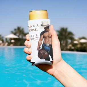 SlipperyJoe's save horse ride straw cowboy hat mus Seltzer Can Cooler